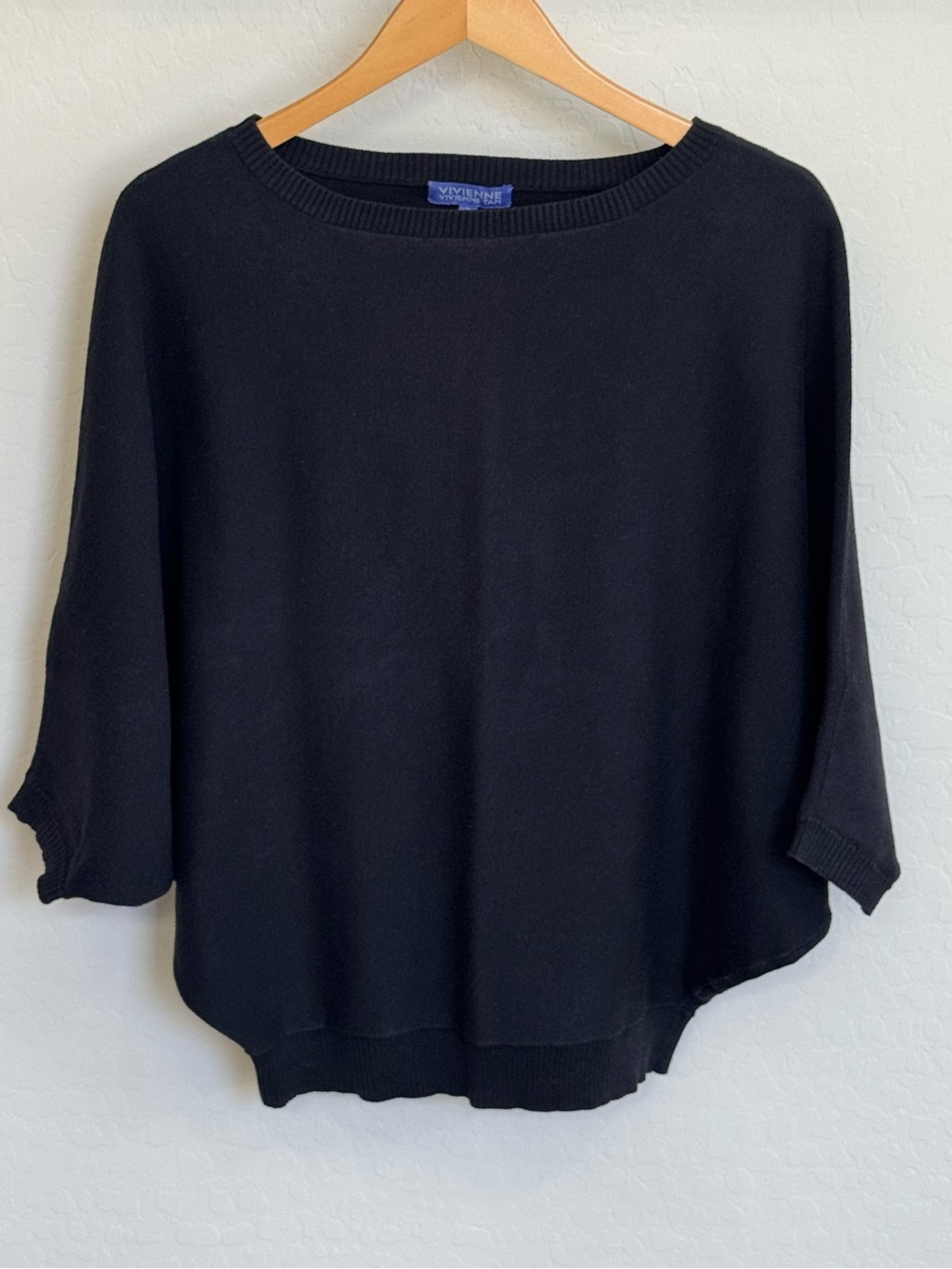 Vivienne Vivienne Tam Black Oversized Batwing Knit Top Size Small Luxury Basic